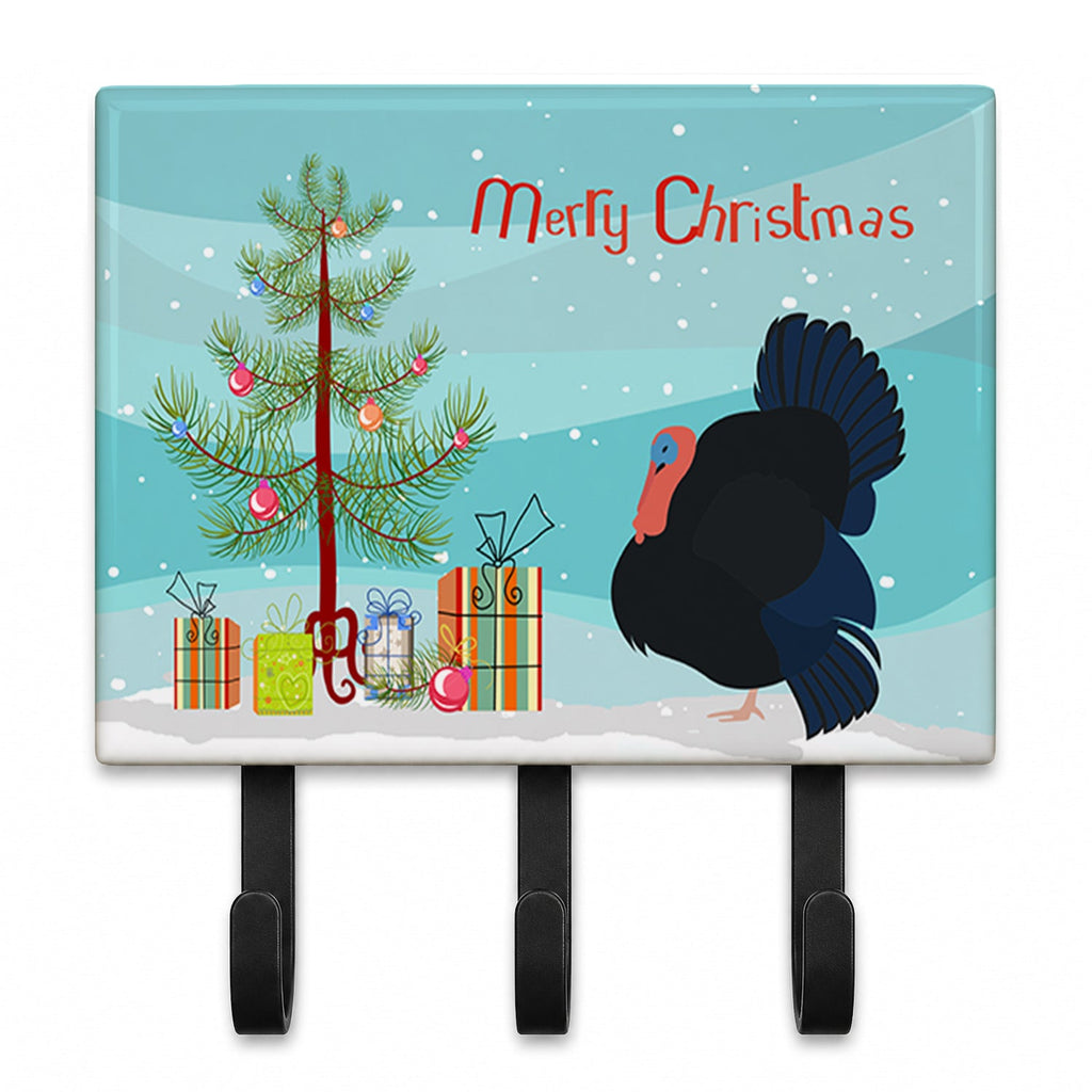 Norfolk Black Turkey Christmas Leash or Key Holder Wall Hooks, Coat Rack Wall Mount, for Hanging Keys, Towels, Aprons, Leashes