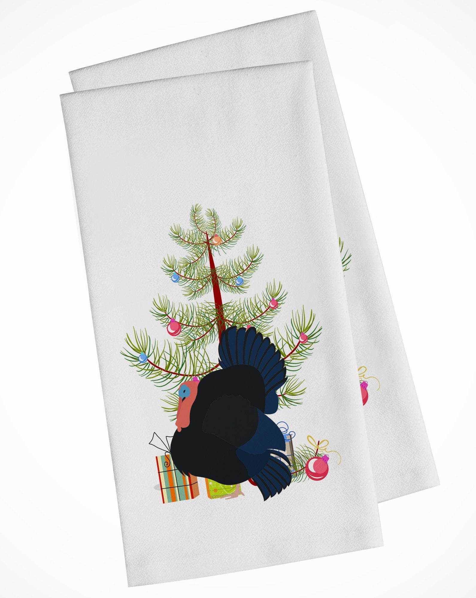 Norfolk Black Turkey Christmas Kitchen Towel Set of 2 White Dish Towels Decorative Bathroom Hand towel for Hand, Face, Hair, Yoga, Tea, Dishcloth, 19 X 28", White