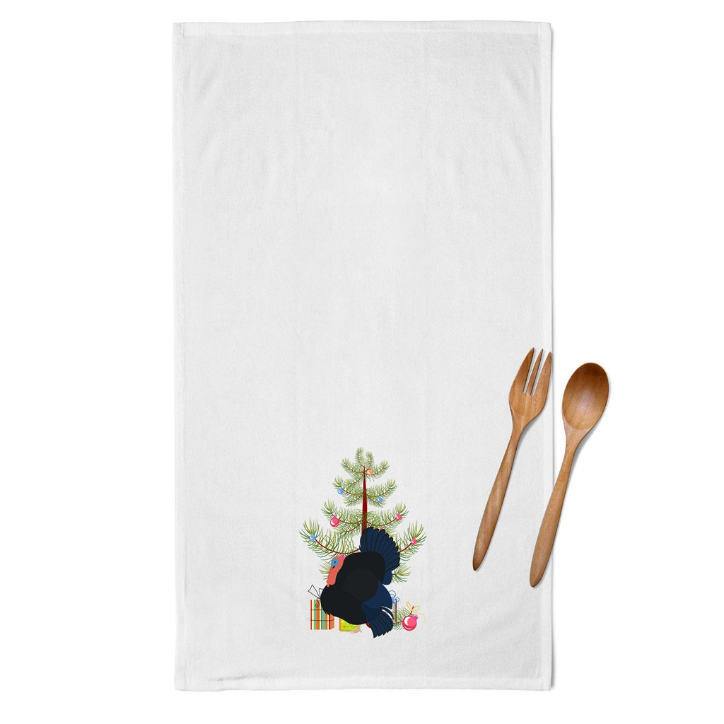 Norfolk Black Turkey Christmas Kitchen Towel Set of 2 White Dish Towels Decorative Bathroom Hand towel for Hand, Face, Hair, Yoga, Tea, Dishcloth, 19 X 28", White