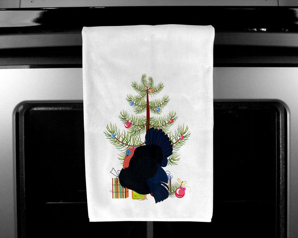 Norfolk Black Turkey Christmas Kitchen Towel Set of 2 White Dish Towels Decorative Bathroom Hand towel for Hand, Face, Hair, Yoga, Tea, Dishcloth, 19 X 28", White
