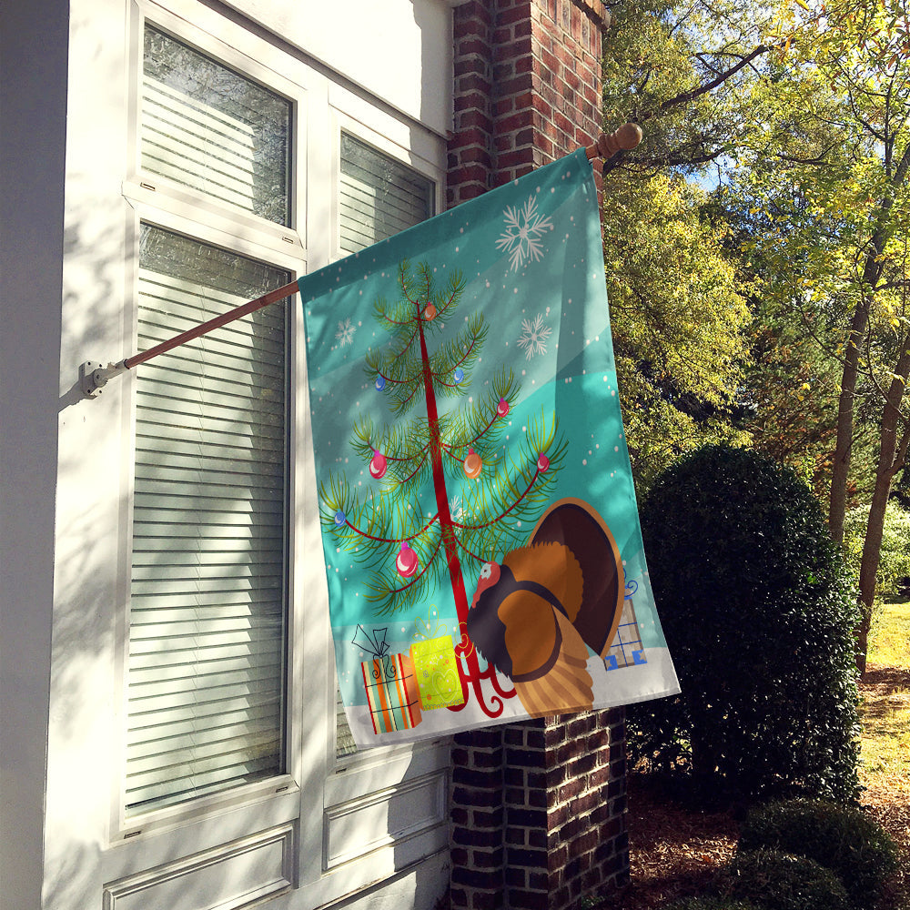 Bronze Turkey Christmas House Flag 28x40 Porch Sleeve Pole Decorative Outside Yard Banner Artwork Wall Hanging, Polyester