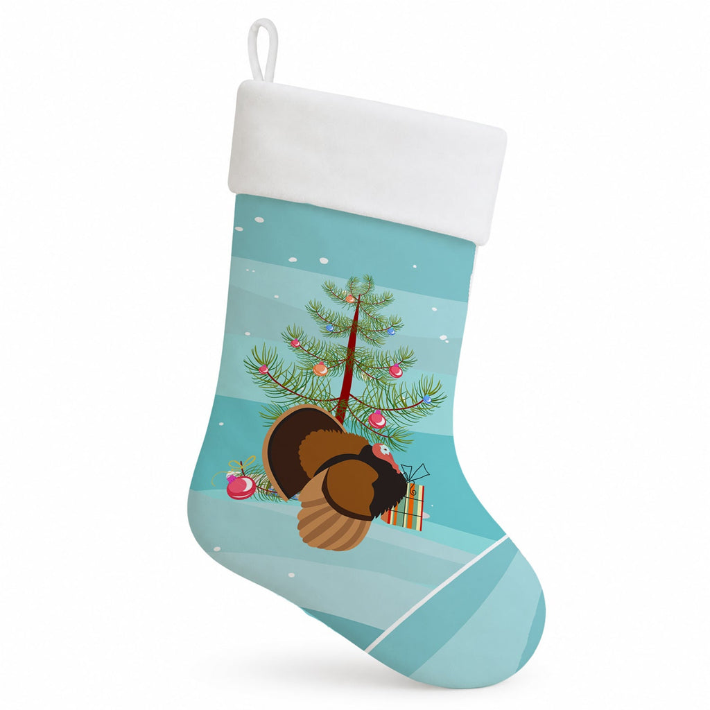 Bronze Turkey Christmas Holiday Stocking Double-Sided Print, Polyester Suede,11x18, Made in USA