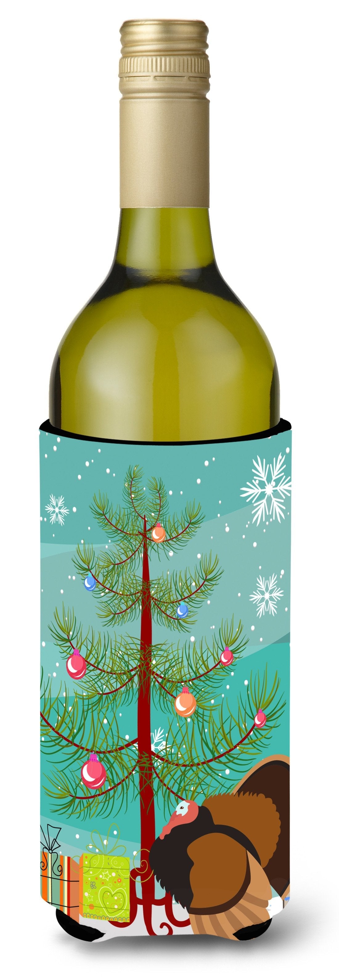 Bronze Turkey Christmas Wine Bottle Hugger Gift Sleeve for Standard 750 ml Bottles, Insulated Reusable Also Fits Mini Shot & Pint Bottles