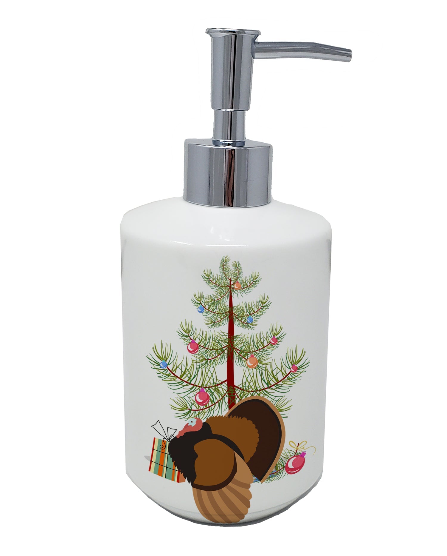 Bronze Turkey Christmas Ceramic Soap Dispenser , Empty Refillable Hand Soap Pump Bottle for Bathroom Kitchen