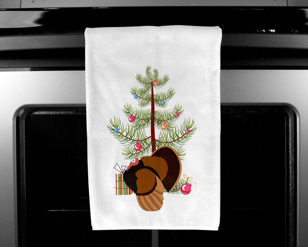 Bronze Turkey Christmas Kitchen Towel Set of 2 White Dish Towels Decorative Bathroom Hand towel for Hand, Face, Hair, Yoga, Tea, Dishcloth, 19 X 28", White