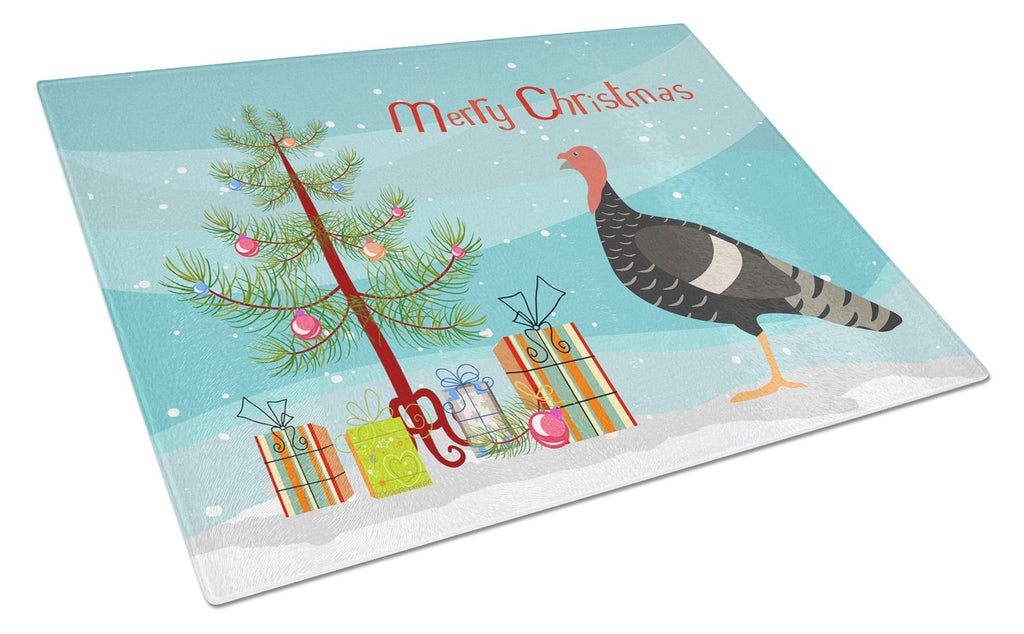 Marragansett Turkey Christmas Cutting Board Tempered Glass Kitchen Cutting Surface, Heat Resistant Chopping, Non-Slip Feet, Food Prep & Serving