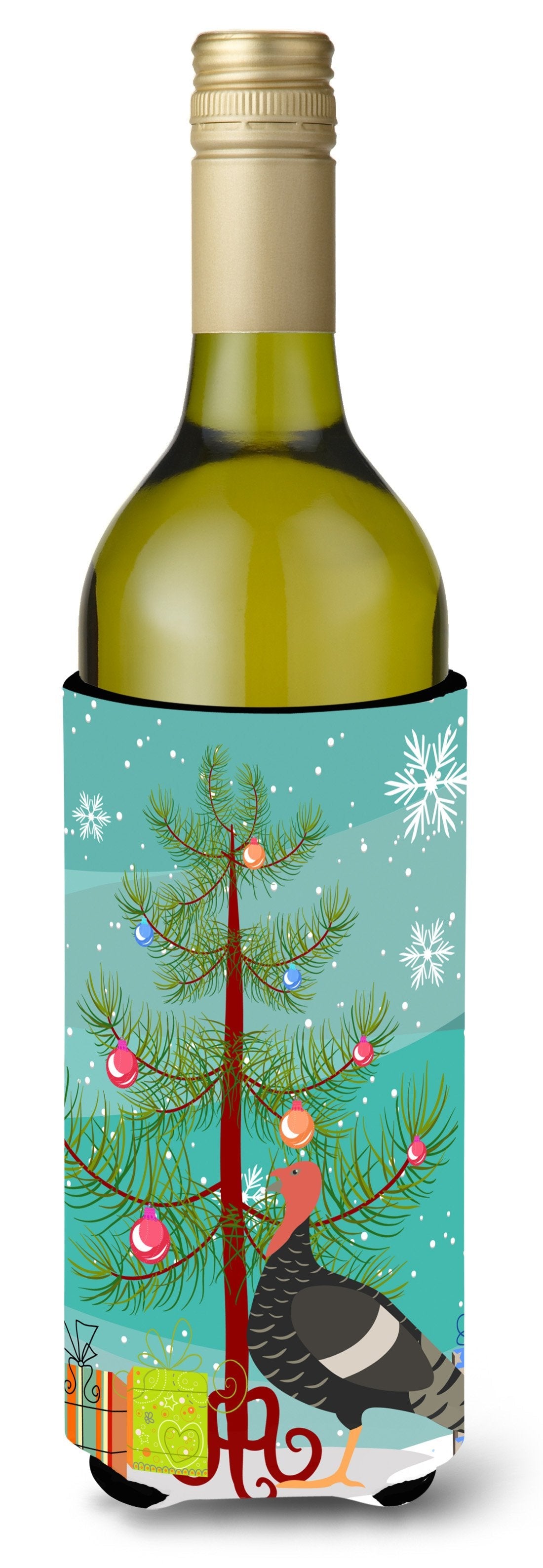 Marragansett Turkey Christmas Wine Bottle Hugger Gift Sleeve for Standard 750 ml Bottles, Insulated Reusable Also Fits Mini Shot & Pint Bottles