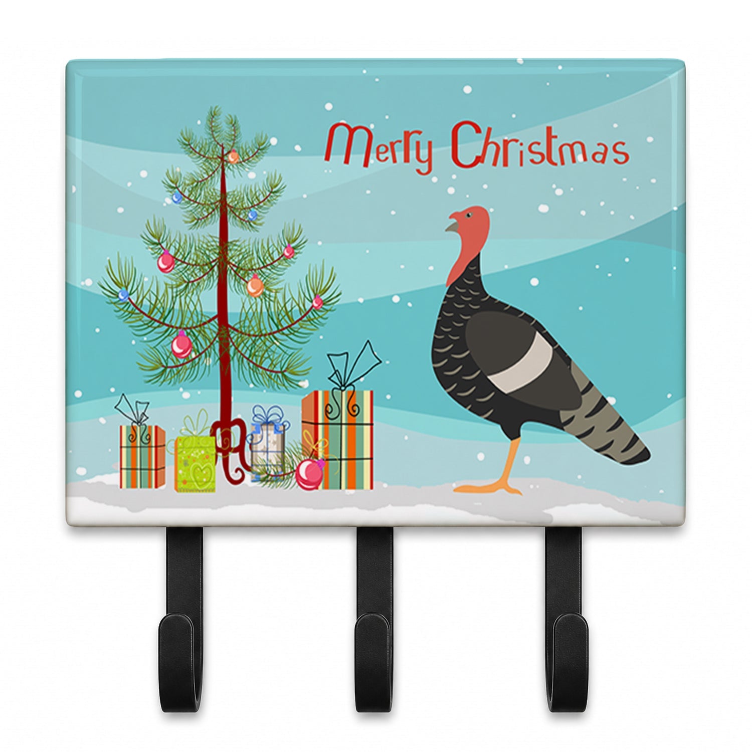 Marragansett Turkey Christmas Leash or Key Holder Wall Hooks, Coat Rack Wall Mount, for Hanging Keys, Towels, Aprons, Leashes