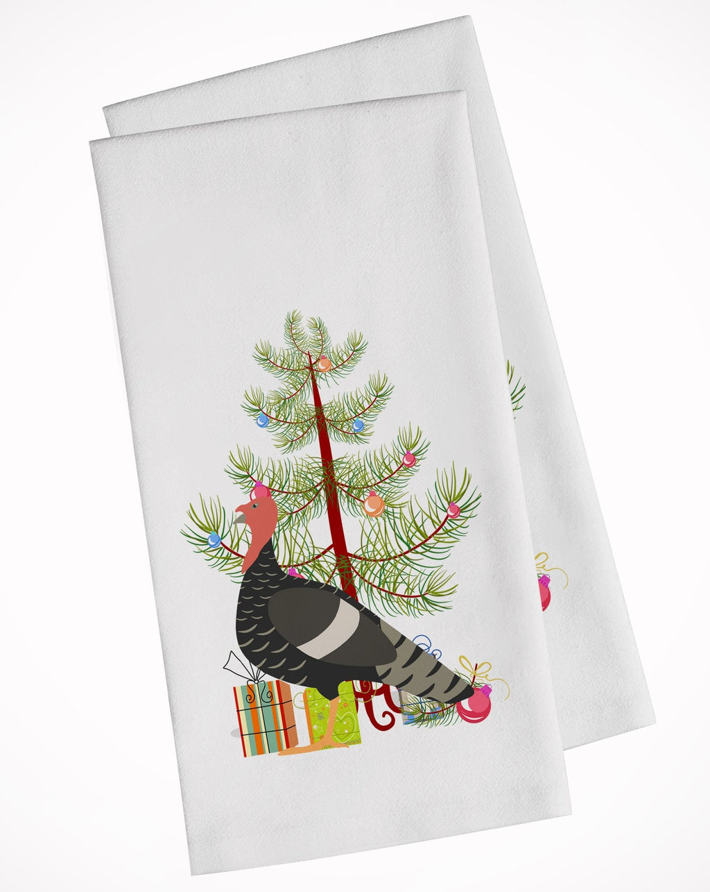 Marragansett Turkey Christmas Kitchen Towel Set of 2 White Dish Towels Decorative Bathroom Hand towel for Hand, Face, Hair, Yoga, Tea, Dishcloth, 19 X 28", White