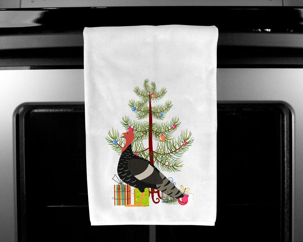 Marragansett Turkey Christmas Kitchen Towel Set of 2 White Dish Towels Decorative Bathroom Hand towel for Hand, Face, Hair, Yoga, Tea, Dishcloth, 19 X 28", White