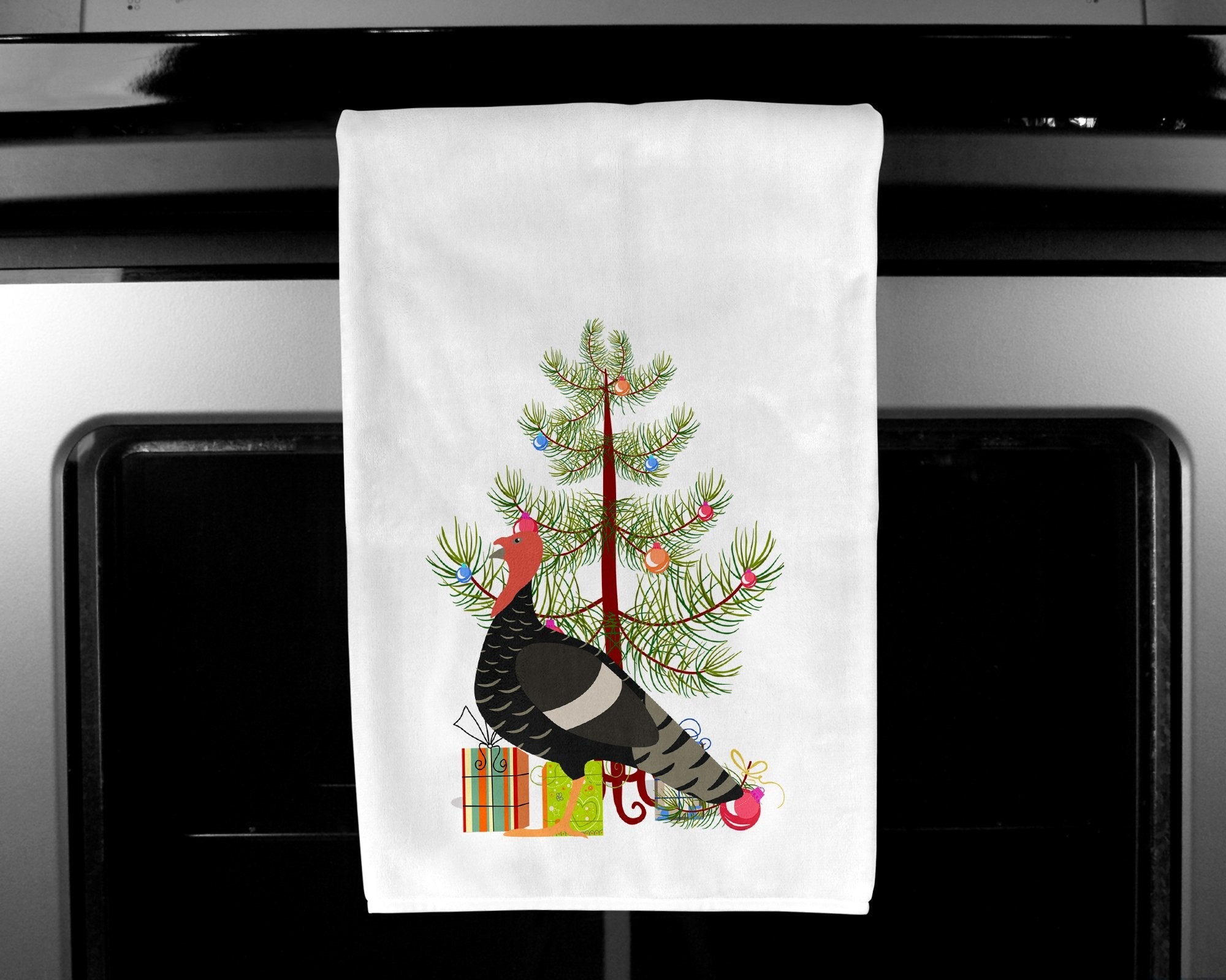 Marragansett Turkey Christmas Kitchen Towel Set of 2 White Dish Towels Decorative Bathroom Hand towel for Hand, Face, Hair, Yoga, Tea, Dishcloth, 19 X 28", White