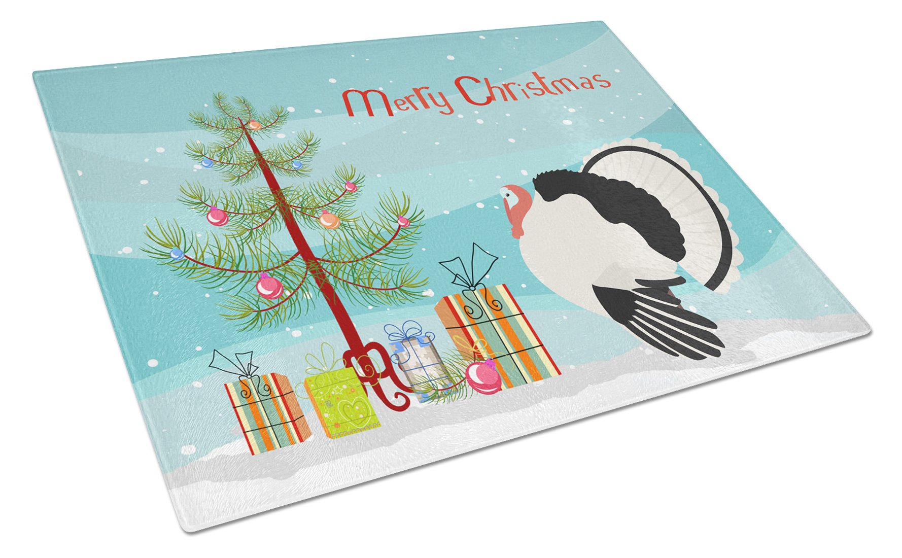 Royal Palm Turkey Christmas Cutting Board Tempered Glass Kitchen Cutting Surface, Heat Resistant Chopping, Non-Slip Feet, Food Prep & Serving