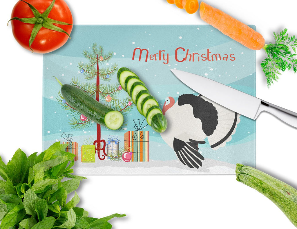 Royal Palm Turkey Christmas Cutting Board Tempered Glass Kitchen Cutting Surface, Heat Resistant Chopping, Non-Slip Feet, Food Prep & Serving