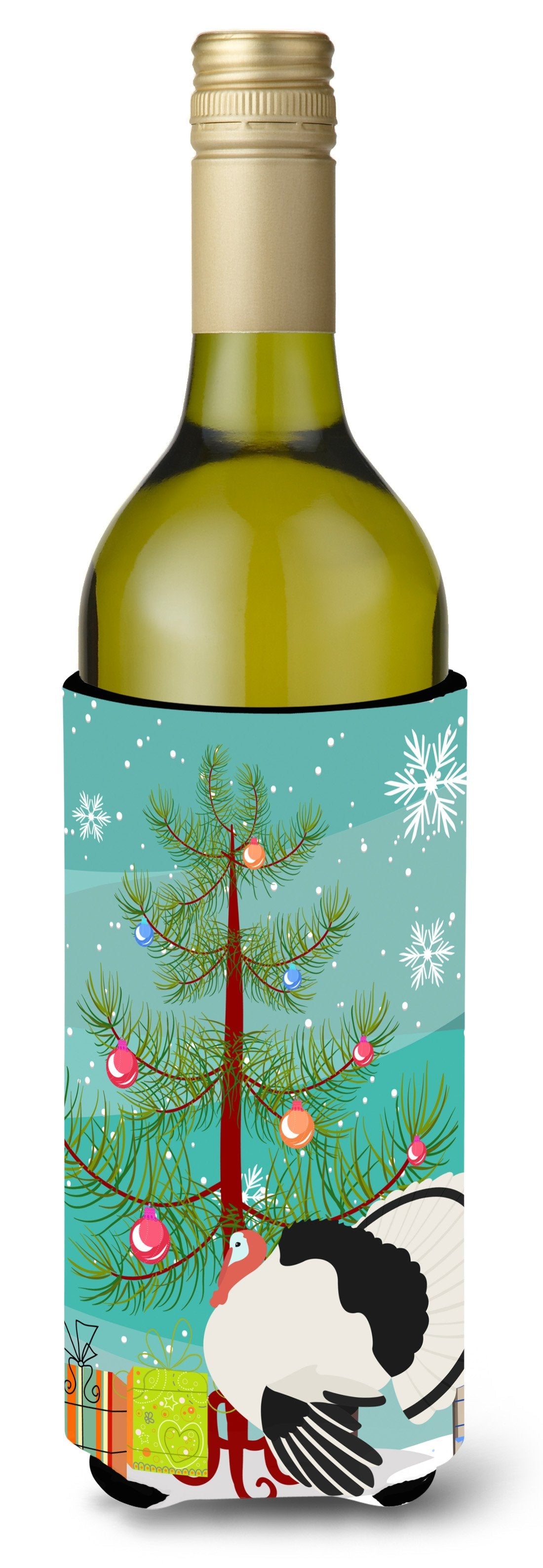 Royal Palm Turkey Christmas Wine Bottle Hugger Gift Sleeve for Standard 750 ml Bottles, Insulated Reusable Also Fits Mini Shot & Pint Bottles
