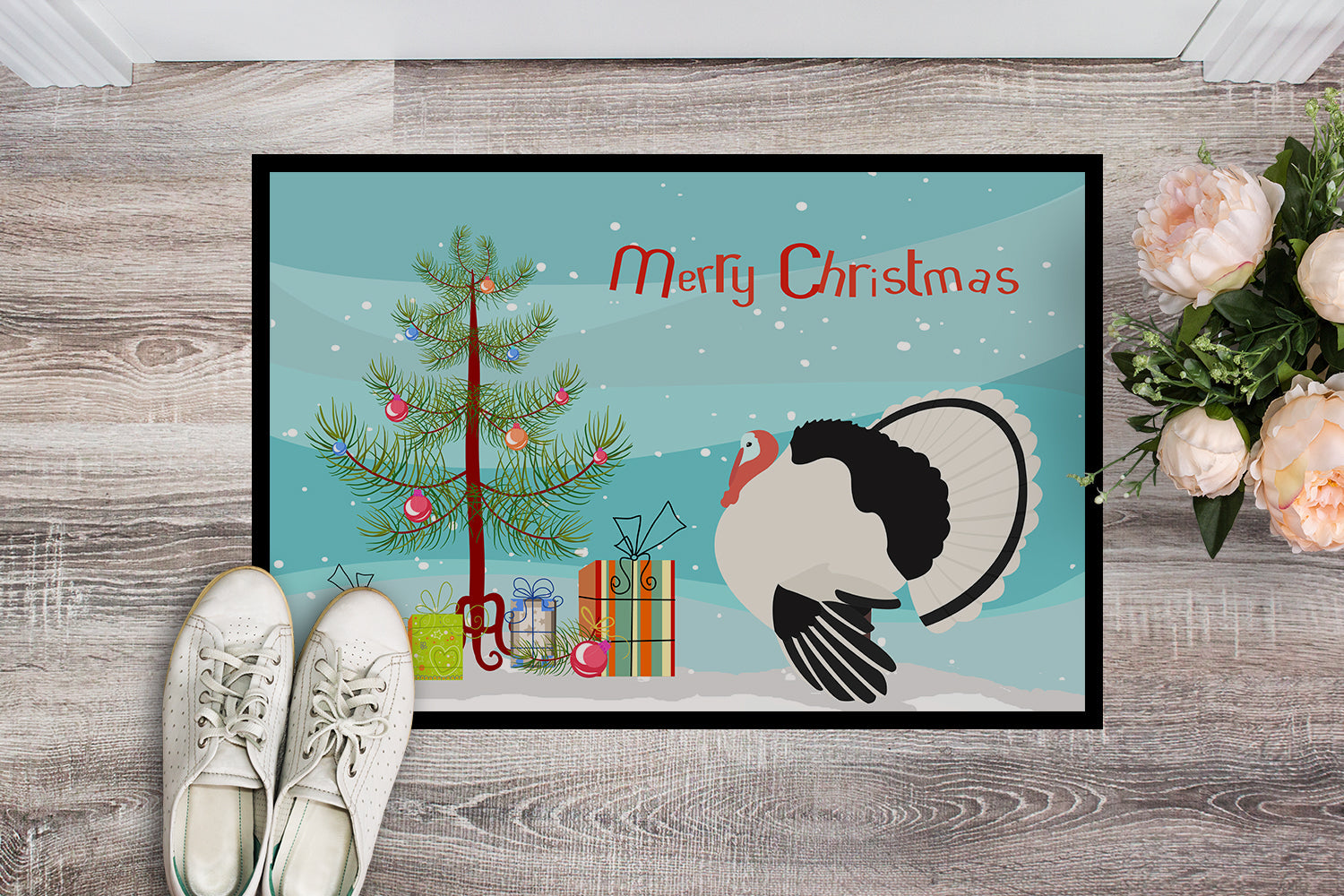 Royal Palm Turkey Christmas Doormat Indoor Outdoor 18H X 27W Front Door Mat Rugs for Entryway, Non Slip Washable