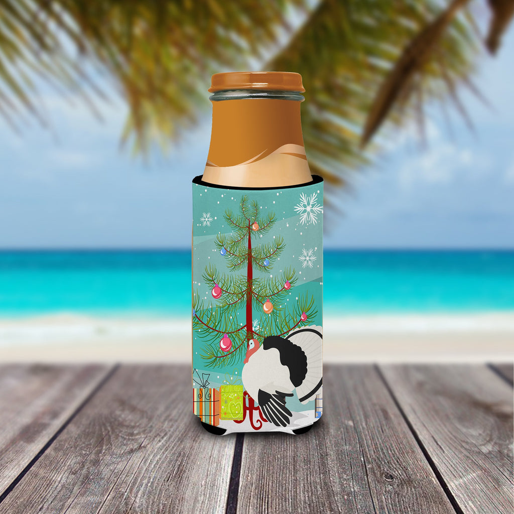 Royal Palm Turkey Christmas Slim Can Hugger , Insulated Foam Hugger for 12 oz Slim Cans, Beer Bottles & Water Bottles, Printed in USA