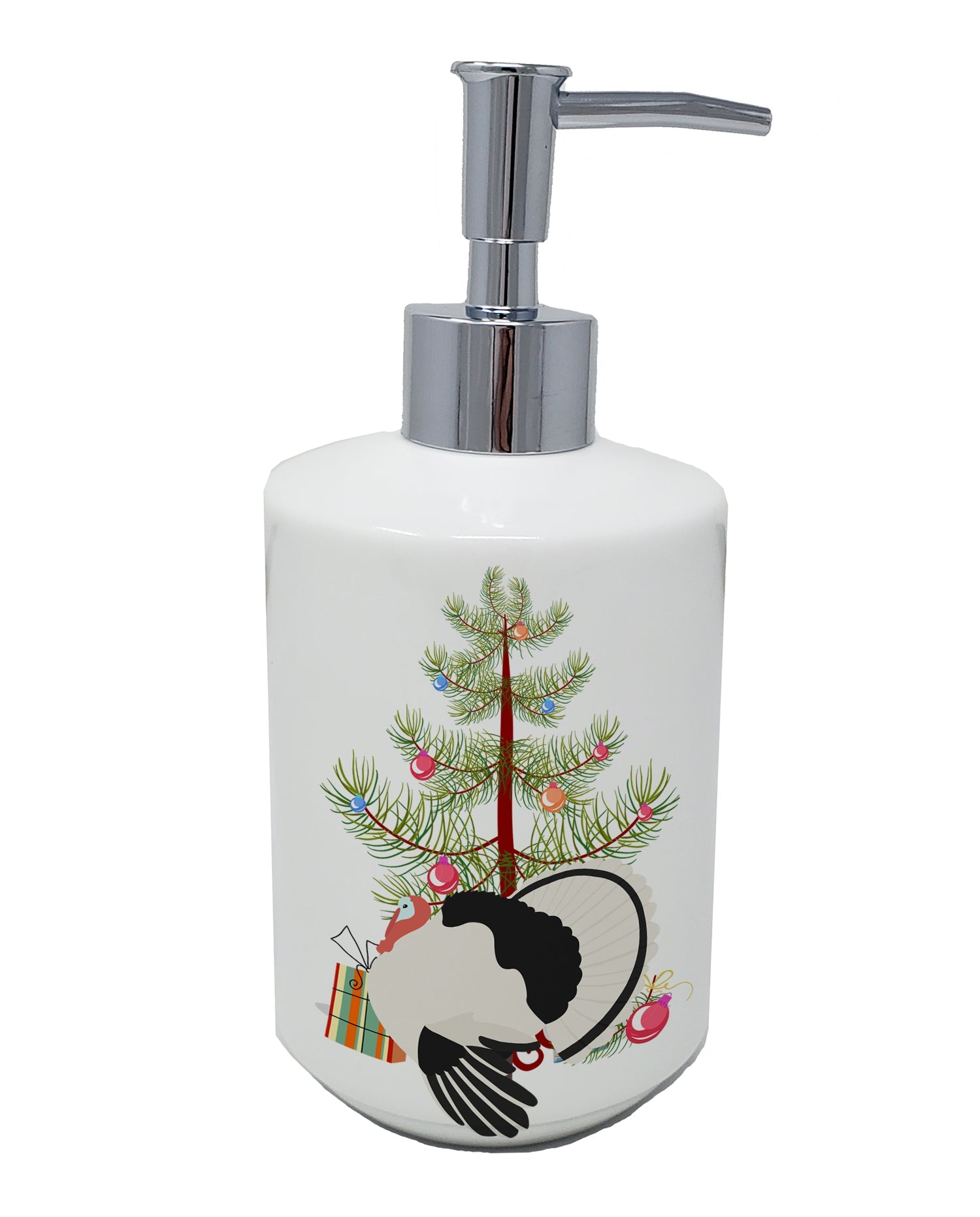Royal Palm Turkey Christmas Ceramic Soap Dispenser , Empty Refillable Hand Soap Pump Bottle for Bathroom Kitchen