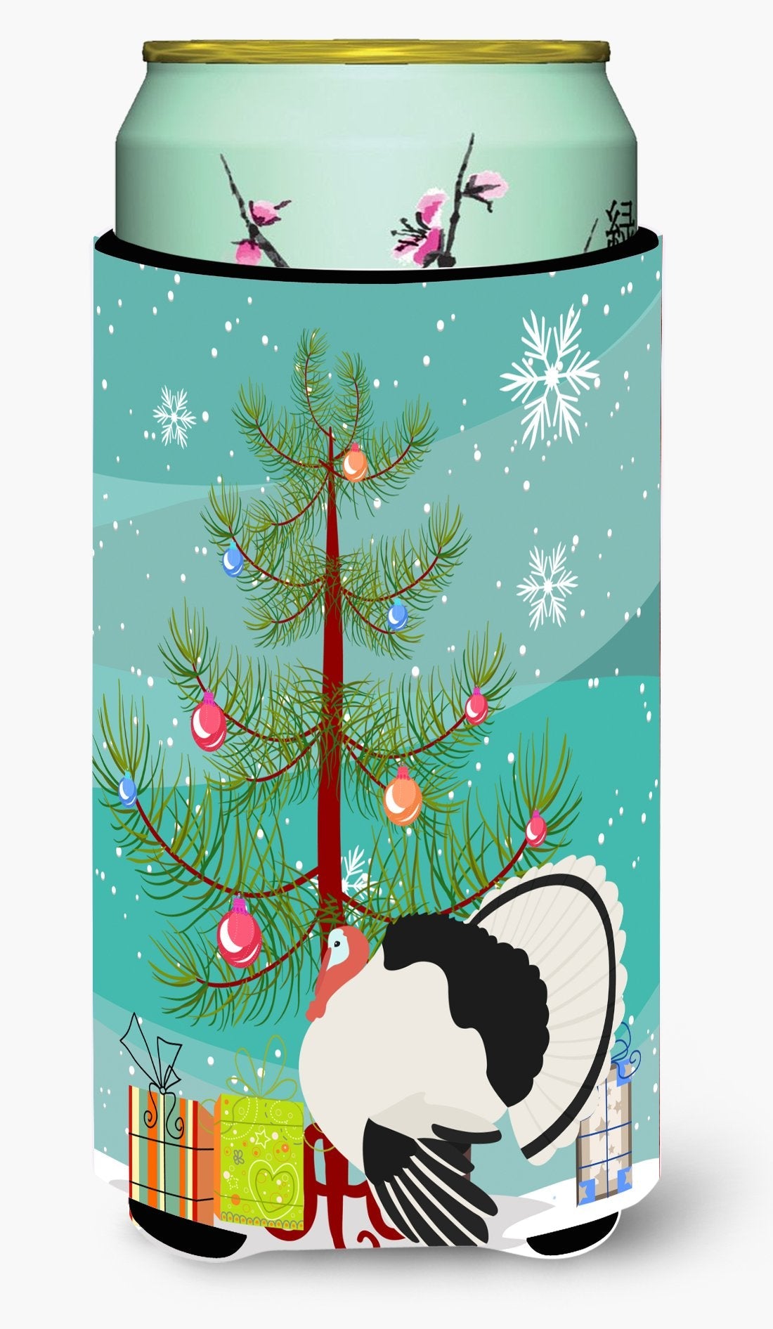 Royal Palm Turkey Christmas Tall Boy Hugger Can Cooler Sleeve Machine Washable Drink Collapsible Insulator Beverage Insulated Holder