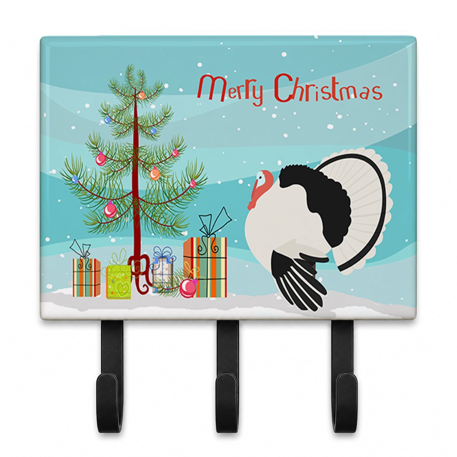Royal Palm Turkey Christmas Leash or Key Holder Wall Hooks, Coat Rack Wall Mount, for Hanging Keys, Towels, Aprons, Leashes