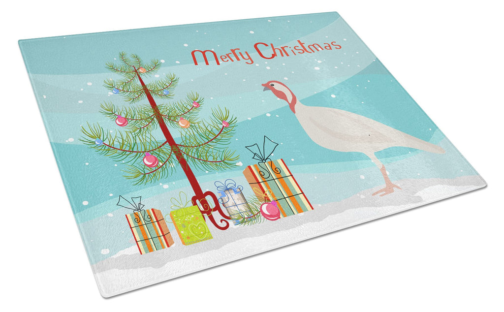 Beltsville Small White Turkey Hen Christmas Cutting Board Tempered Glass Kitchen Cutting Surface, Heat Resistant Chopping, Non-Slip Feet, Food Prep & Serving