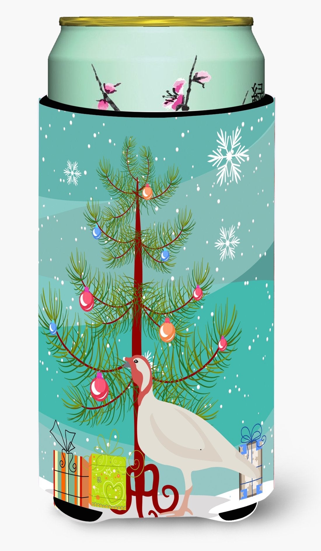Beltsville Small White Turkey Hen Christmas Tall Boy Hugger Can Cooler Sleeve Machine Washable Drink Collapsible Insulator Beverage Insulated Holder