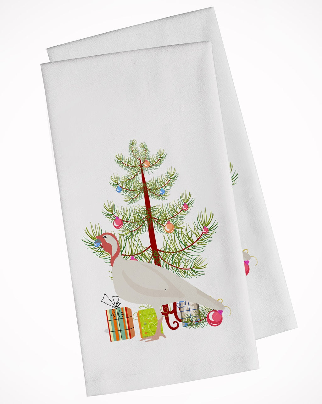 Beltsville Small White Turkey Hen Christmas Kitchen Towel Set of 2 White Dish Towels Decorative Bathroom Hand towel for Hand, Face, Hair, Yoga, Tea, Dishcloth, 19 X 28", White