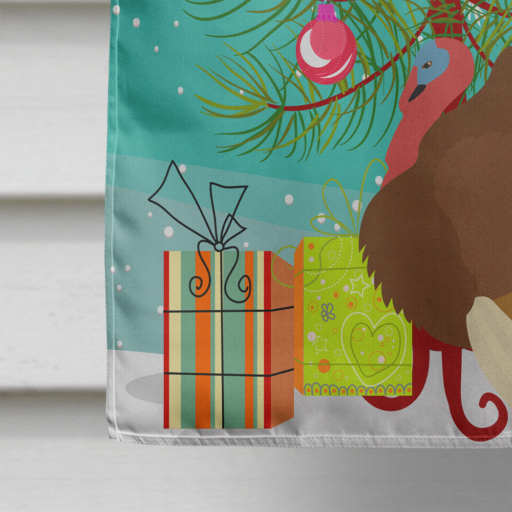 French Turkey Dindon Christmas House Flag 28x40 Porch Sleeve Pole Decorative Outside Yard Banner Artwork Wall Hanging, Polyester