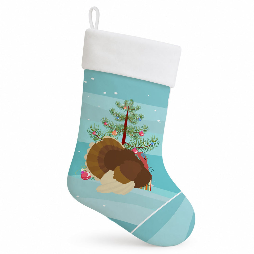 French Turkey Dindon Christmas Holiday Stocking Double-Sided Print, Polyester Suede,11x18, Made in USA