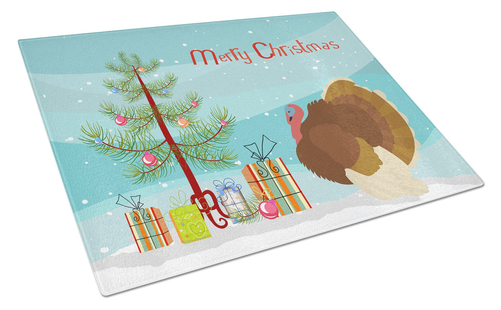 French Turkey Dindon Christmas Cutting Board Tempered Glass Kitchen Cutting Surface, Heat Resistant Chopping, Non-Slip Feet, Food Prep & Serving