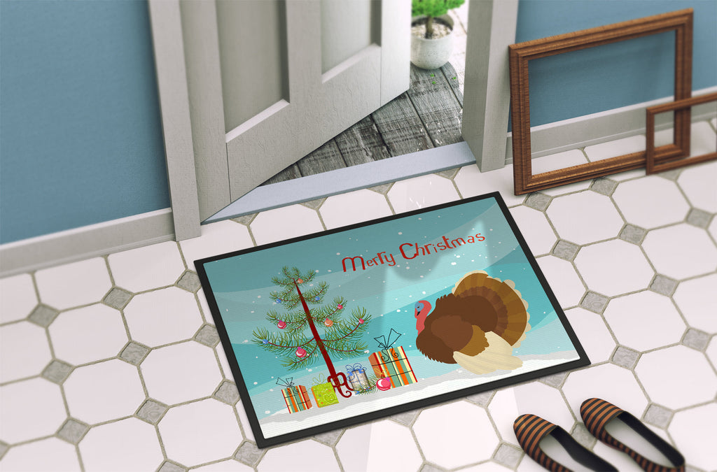 French Turkey Dindon Christmas Doormat Indoor Outdoor 18H X 27W Front Door Mat Rugs for Entryway, Non Slip Washable