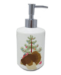 French Turkey Dindon Christmas Ceramic Soap Dispenser , Empty Refillable Hand Soap Pump Bottle for Bathroom Kitchen