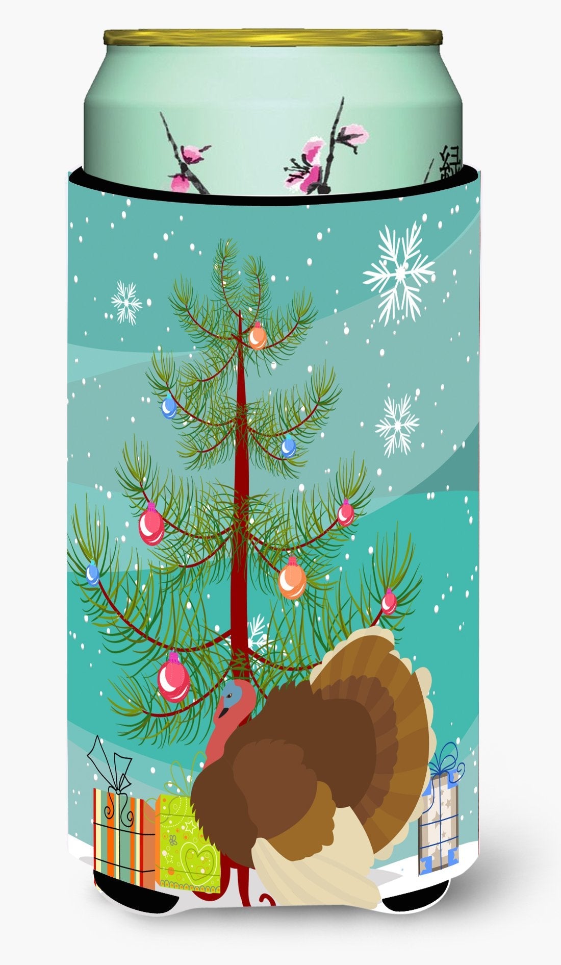 French Turkey Dindon Christmas Tall Boy Hugger Can Cooler Sleeve Machine Washable Drink Collapsible Insulator Beverage Insulated Holder