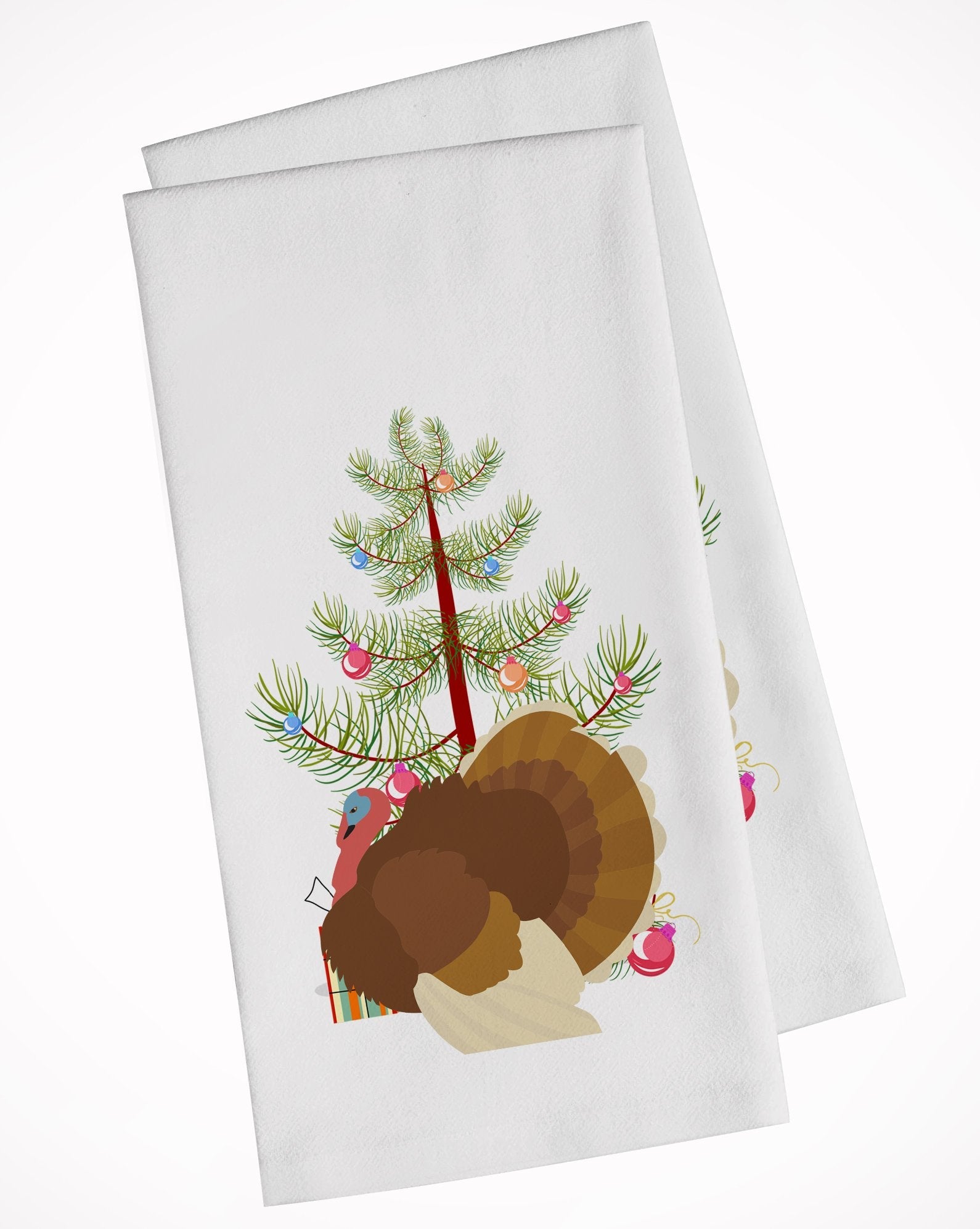 French Turkey Dindon Christmas Kitchen Towel Set of 2 White Dish Towels Decorative Bathroom Hand towel for Hand, Face, Hair, Yoga, Tea, Dishcloth, 19 X 28", White