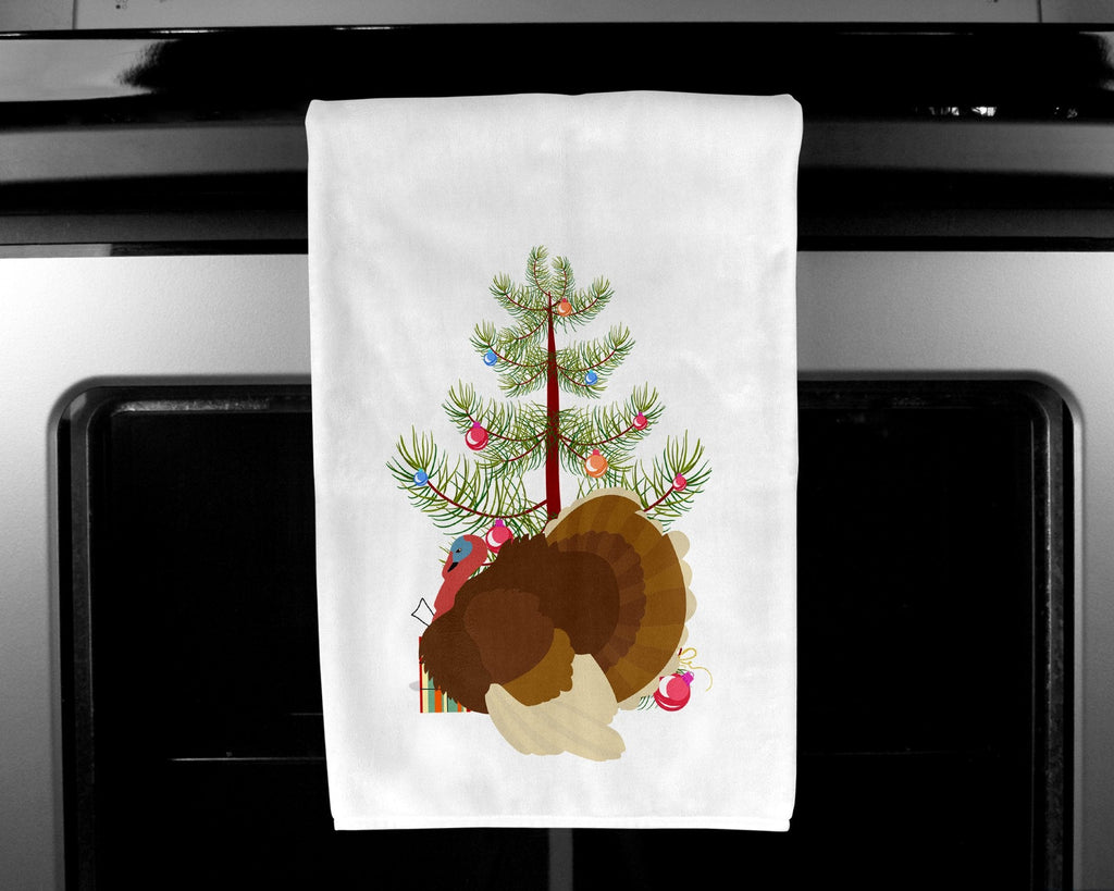 French Turkey Dindon Christmas Kitchen Towel Set of 2 White Dish Towels Decorative Bathroom Hand towel for Hand, Face, Hair, Yoga, Tea, Dishcloth, 19 X 28", White