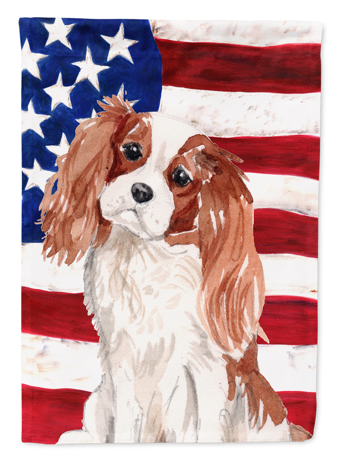 Blenheim Cavalier Spaniel Patriotic House Flag 28x40 Porch Sleeve Pole Decorative Outside Yard Banner Artwork Wall Hanging, Polyester