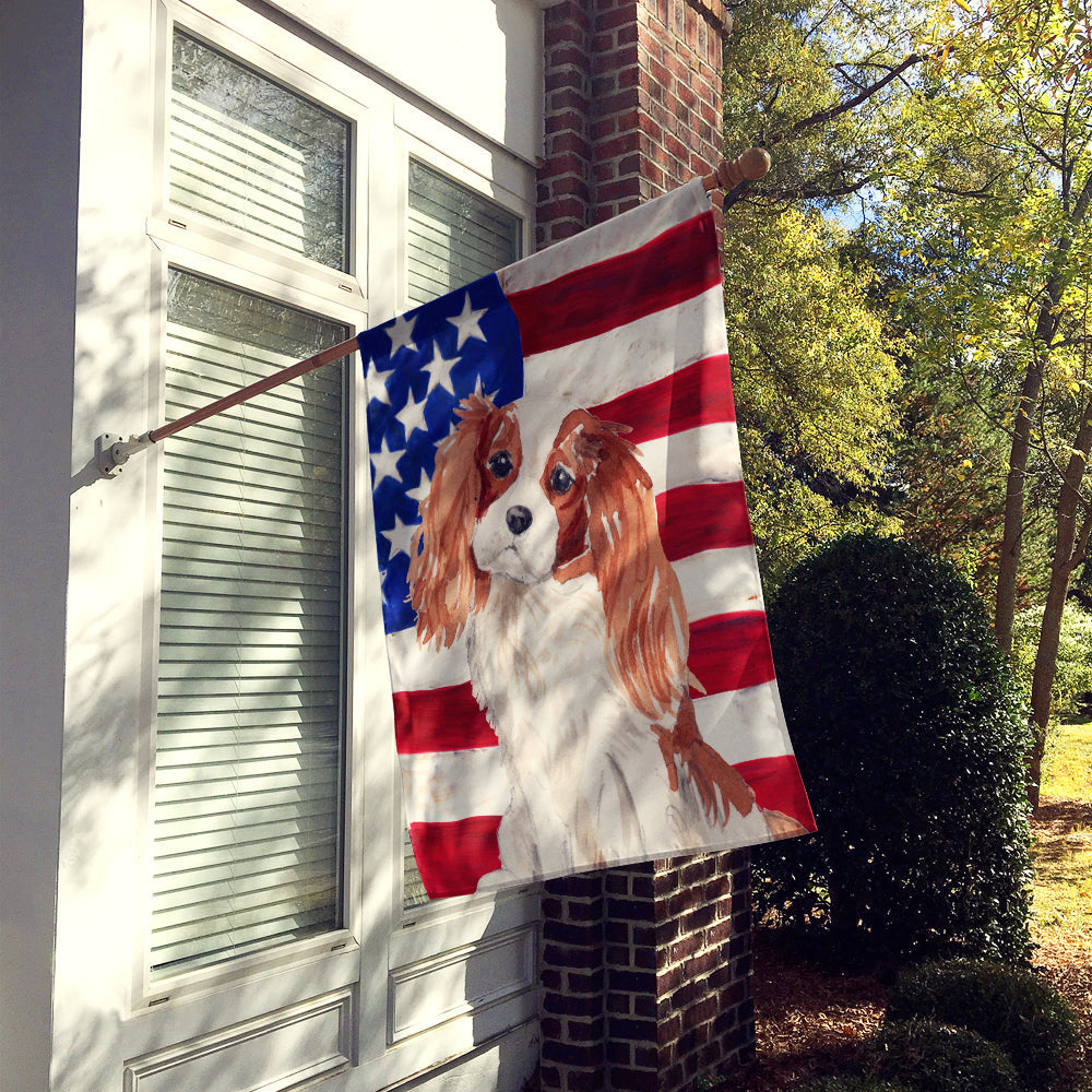 Blenheim Cavalier Spaniel Patriotic House Flag 28x40 Porch Sleeve Pole Decorative Outside Yard Banner Artwork Wall Hanging, Polyester