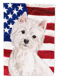 Westie Patriotic House Flag 28x40 Porch Sleeve Pole Decorative Outside Yard Banner Artwork Wall Hanging, Polyester