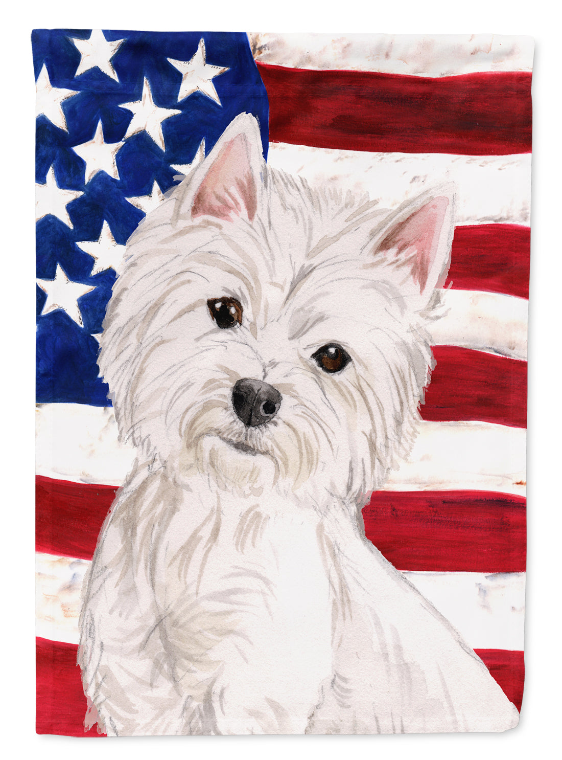 Westie Patriotic House Flag 28x40 Porch Sleeve Pole Decorative Outside Yard Banner Artwork Wall Hanging, Polyester