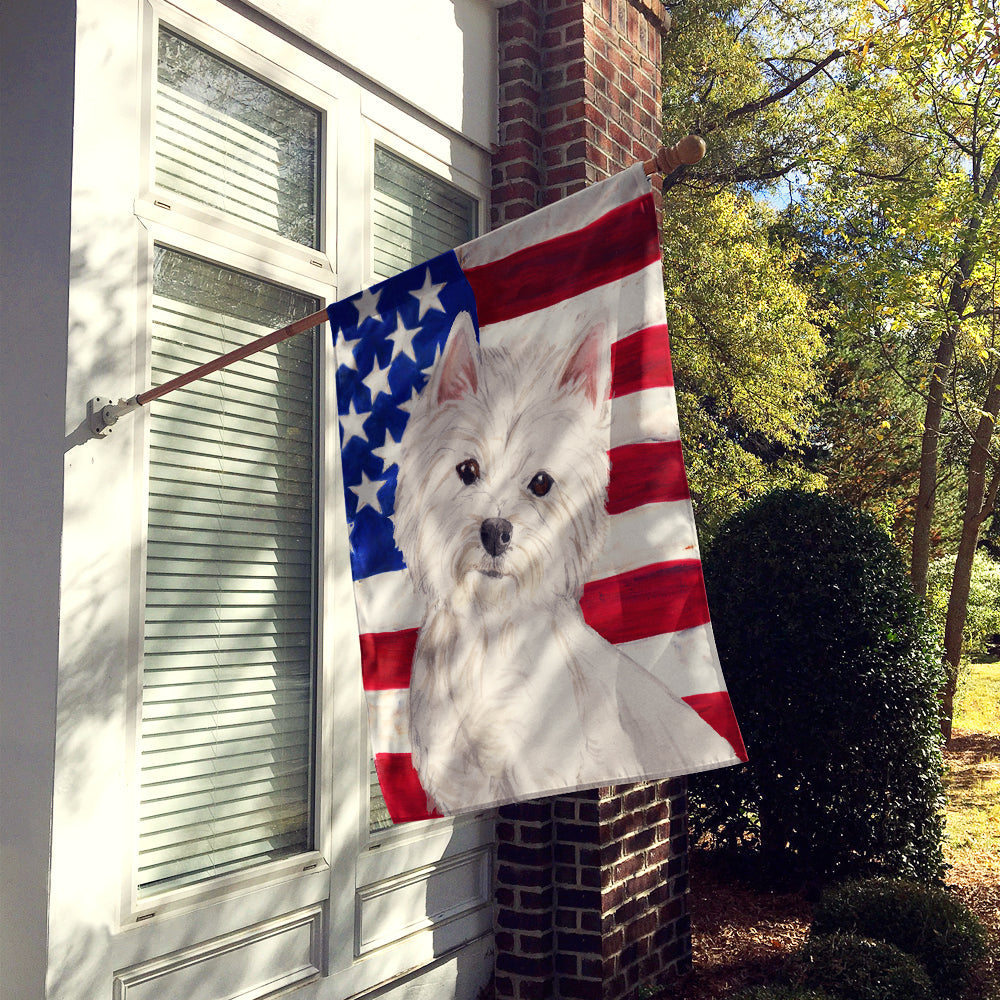 Westie Patriotic House Flag 28x40 Porch Sleeve Pole Decorative Outside Yard Banner Artwork Wall Hanging, Polyester
