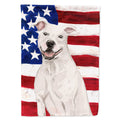 White Staffie Bull Terrier Patriotic House Flag 28x40 Porch Sleeve Pole Decorative Outside Yard Banner Artwork Wall Hanging, Polyester
