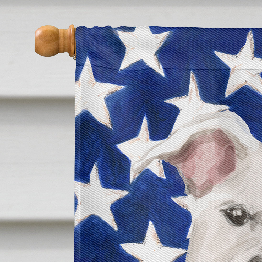 White Staffie Bull Terrier Patriotic House Flag 28x40 Porch Sleeve Pole Decorative Outside Yard Banner Artwork Wall Hanging, Polyester
