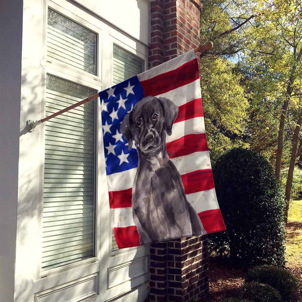 Black Labrador Patriotic House Flag 28x40 Porch Sleeve Pole Decorative Outside Yard Banner Artwork Wall Hanging, Polyester