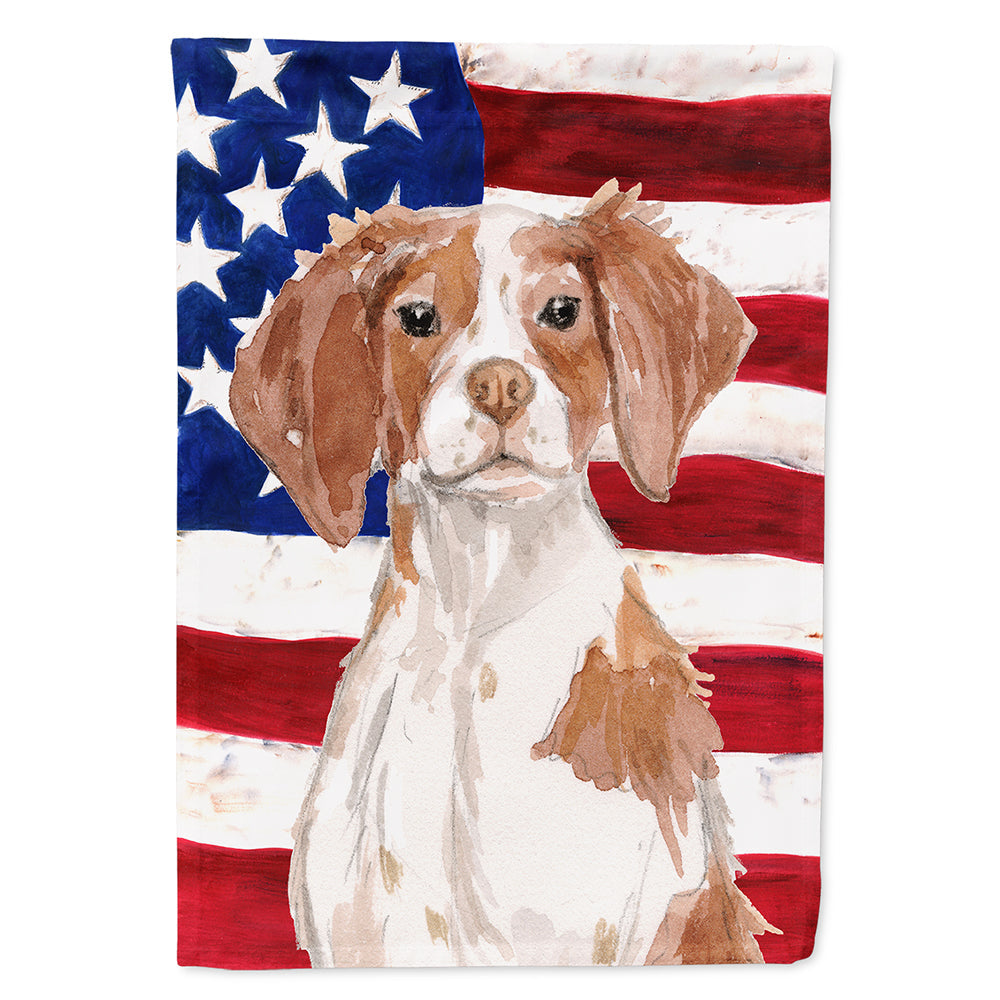 Brittany Spaniel Patriotic House Flag 28x40 Porch Sleeve Pole Decorative Outside Yard Banner Artwork Wall Hanging, Polyester