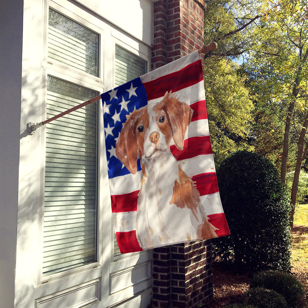 Brittany Spaniel Patriotic House Flag 28x40 Porch Sleeve Pole Decorative Outside Yard Banner Artwork Wall Hanging, Polyester