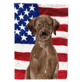 Chocolate Labrador Patriotic House Flag 28x40 Porch Sleeve Pole Decorative Outside Yard Banner Artwork Wall Hanging, Polyester