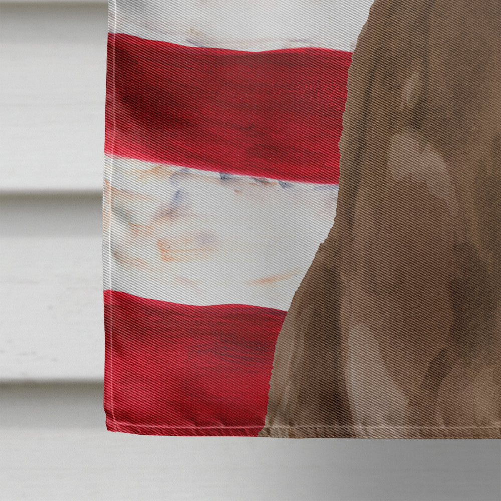Chocolate Labrador Patriotic House Flag 28x40 Porch Sleeve Pole Decorative Outside Yard Banner Artwork Wall Hanging, Polyester