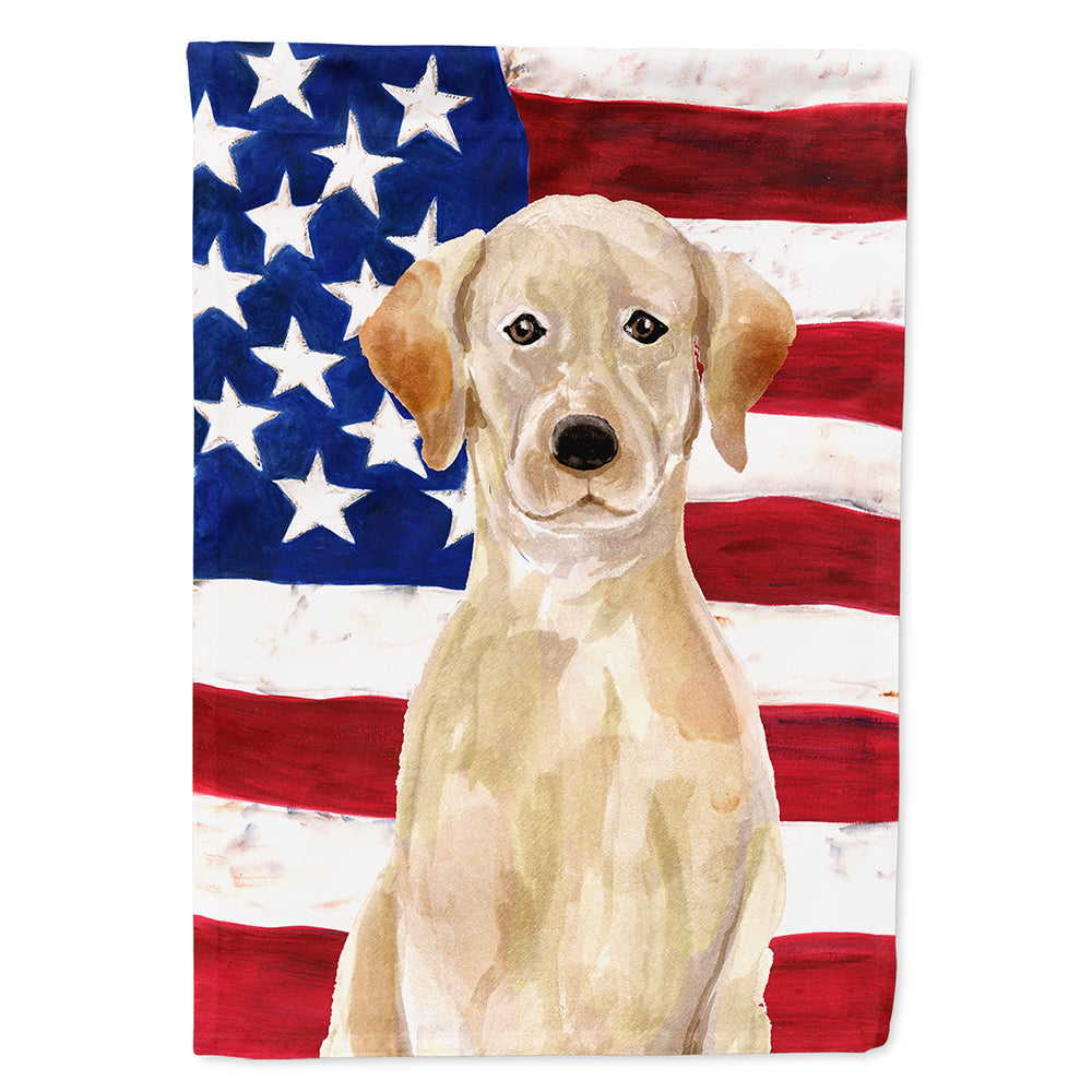 Yellow Labrador Patriotic House Flag 28x40 Porch Sleeve Pole Decorative Outside Yard Banner Artwork Wall Hanging, Polyester