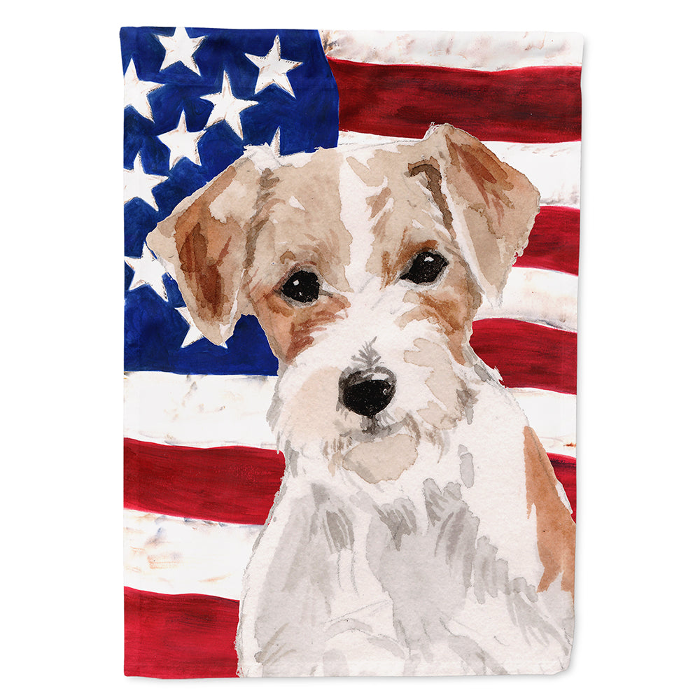 Wire Hair Jack Russell Patriotic House Flag 28x40 Porch Sleeve Pole Decorative Outside Yard Banner Artwork Wall Hanging, Polyester