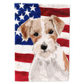 Wire Hair Jack Russell Patriotic House Flag 28x40 Porch Sleeve Pole Decorative Outside Yard Banner Artwork Wall Hanging, Polyester