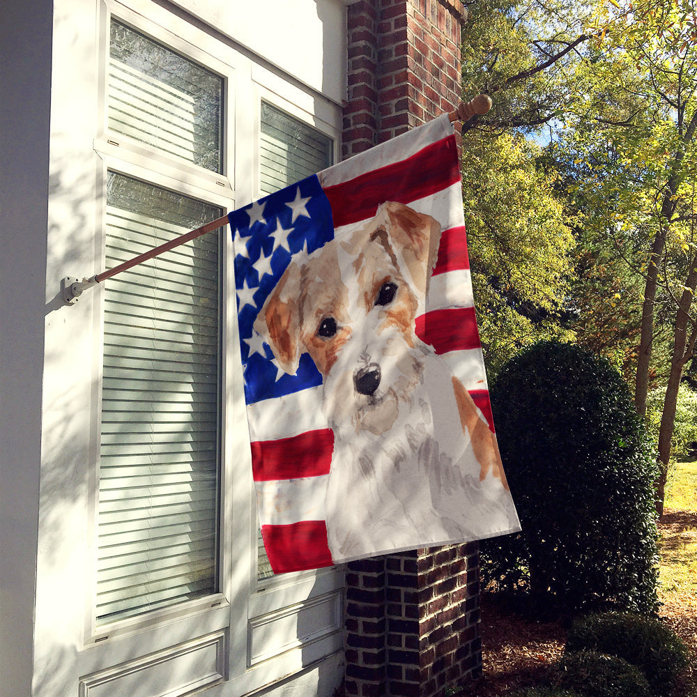 Wire Hair Jack Russell Patriotic House Flag 28x40 Porch Sleeve Pole Decorative Outside Yard Banner Artwork Wall Hanging, Polyester